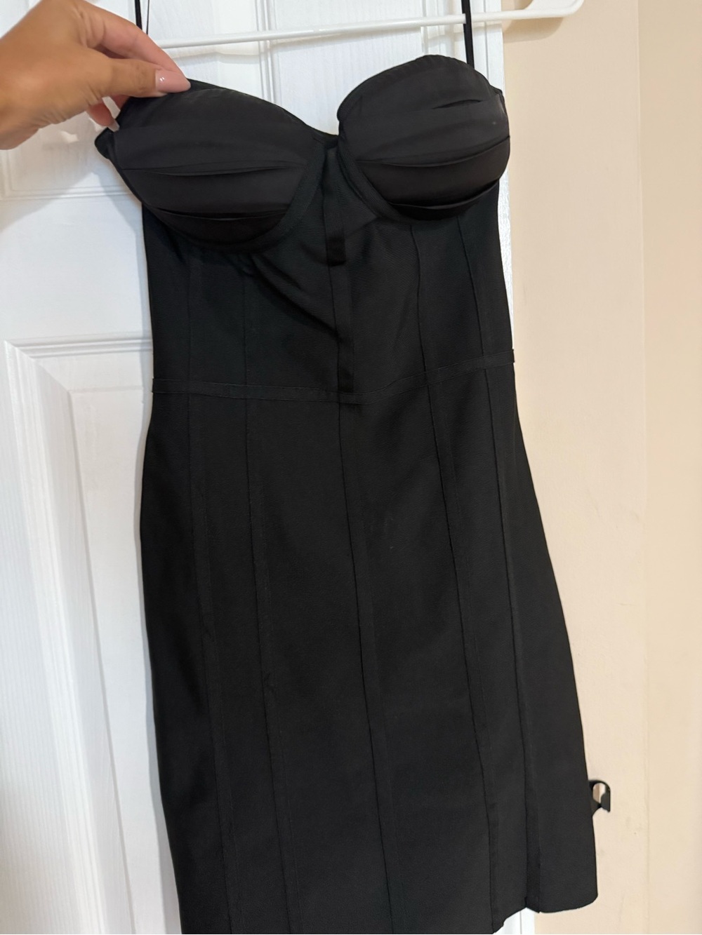 Missguided Strapless Black Bustier Midi Dress
